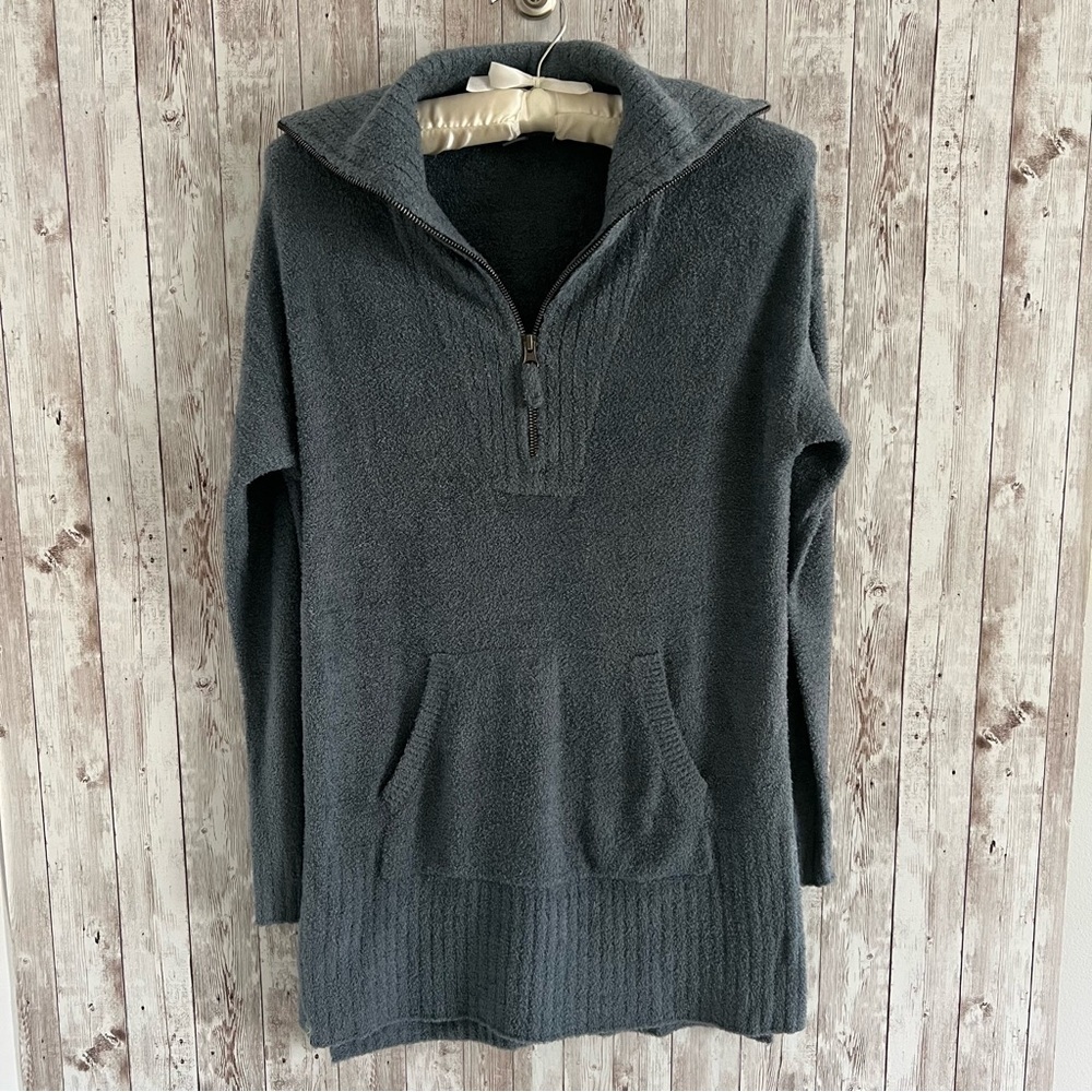 Barefoot Dreams Cozychic Lite Charcoal Half Zip Tunic Grey XS